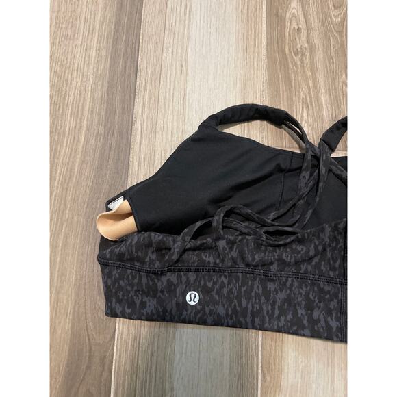 Lululemon Energy Bra Long Line *Medium Support Wild Thing Camo Deep Coal Size 6 - Picture 8 of 8